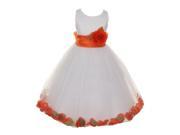 Little Girls White Orange Petal Adorned Satin Tulle Flower Girl Dress 6
