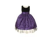 Big Girls Purple Velvet Top Taffeta Cheetah Print Flower Girl Dress 16