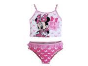 Disney Little Toddler Girls White Pink Minnie Mouse Two Piece Swimsuit 2T