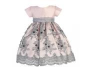 Lito Little Girls Pink Silver Shantung Sequins Tulle Christmas Dress 6