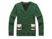 Richie House Little Boys Green Rabbit Pockets Cardigan Sweater 1 2