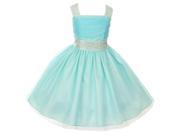 Cinderella Couture Big Girls Aqua Blue Rhinestone Ruched Sleeveless Dress 12