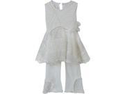 Isobella Chloe Baby Girls Ivory Dove Heart Two Piece Pant Outfit Set 24M