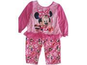 Disney Little Girls Pink Minnie Mouse Trimmed 2 Pc Pajama Set 4T
