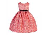 Crayon Kids Little Girls Coral Floral Rose Pattern Flower Girl Dress 3T