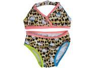 Hello Kitty Little Girls Brown Leopard Spot 2Pc Bikini Swimsuit 3T