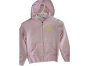 Disney Little Girls Pink Gold Glittery Star Stud Zipper Hooded Sweater 6
