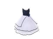 Little Girls Navy Poly Dupioni Tulle Tiered Flower Girl Easter Dress 4