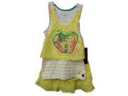 Little Girls Neon Yellow Heart Layered Skirt Summer 3 Pcs Outfit Set 4