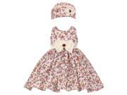 Baby Girls Burgundy Floral Satin Bow Special Occasion Easter Dress Hat 18M
