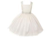 Cinderella Couture Big Girls Ivory Rhinestone Ruched Sleeveless Dress 8
