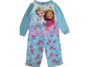 Disney Little Girls Blue Anna Elsa Image Floral Pattern 2 Pc Pajama Set 4T