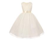Big Girls Ivory Pleated Rhinestone Brooch Tulle Junior Bridesmaid Dress 10