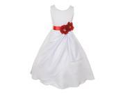 Big Girls White Red Bridal Dull Satin Sequin Flowers Occasion Dress 12