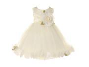 Baby Girls Ivory Petal Adorned Satin Tulle Flower Girl Dress 18M