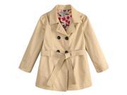 Richie House Little Girls Cream Floral Lining Fabric Trench Coat 3
