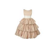 Cinderella Couture Girls Champagne Layered Ivory Sash Pick Up Occasion Dress 14