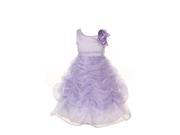 Big Girls Lilac Bridal Satin Organza Bubble Flower Girl Dress 12