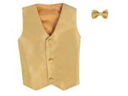 Lito Baby Boys Gold Poly Silk Vest Bowtie Special Occasion Set 12 24M