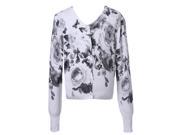 Richie House Little Girls White Grey Roses Print Cotton Cardigan Sweater 3 4
