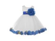 Baby Girls Ivory Royal Blue Petal Adorned Satin Tulle Flower Girl Dress 18M