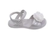 L Amour Toddler Girls Silver Flower Applique Velcro Strap Sandals 7 Toddler
