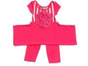 KidCuteTure Little Girls Raspberry Flower Elsa Tunic Leggings Outfit Set 2T