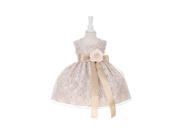 Cinderella Couture Baby Girls Champagne Lace Champagne Sash Sleeveless Dress 18M