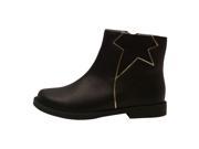 L Amour Girls Black Star Cut Out Leather Lined Ankle Boots 3 Kids