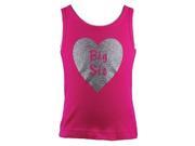 Reflectionz Little Girls Hot Pink Glitter Silver Big Sis Heart Tank Top 8