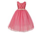 Big Girls Pink Lace Bodice Bow Attached Tulle Junior Bridesmaid Dress 12