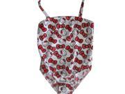 Hello Kitty Little Girls White Red Bows Print One Piece Swimsuit 5 6