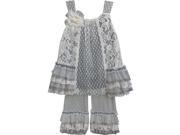 Isobella Chloe Little Girls Gray Parisian Chic Two Piece Pant Outfit Set 6