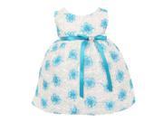 Kids Dream Baby Girls Aqua Satin Embroidered Mesh Flower Girl Dress 18M