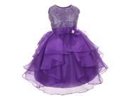 Big Girls Purple Rhinestud Overlaid Flower Girl Dress 10