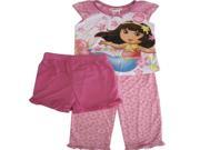 Dora the Explorer Little Toddler Girls Pink Short Sleeve 3 Piece Pajama Set 2T