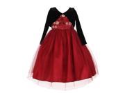 Little Girls Burgundy Rosette Velvet Jacket Tulle Special Occasion Dress 4