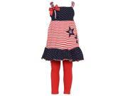 Good Lad Baby Girls Navy Red Stripe Print Star Patriotic Legging Set 18M