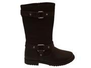 Rachel Shoes Girls Black Square Metallic Detail Strap Side Zip Boots 13 Kids