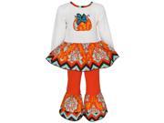 AnnLoren Little Girls Orange Leaf Chevron Pattern Pumpkin Pant Outfit 2T 3T