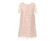 Little Girls Ivory Rose Eyelet Lace Scallop Short Sleeved Party Dress 4