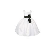 Cinderella Couture Big Girls White Satin Black Sash Sleeveless Dress 8