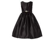 Sweet Kids Little Girls Black Satin Rhinestone Pin Flower Girl Dress 2T