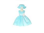 Cinderella Couture Baby Girls Blue White Polka Dot Belted Occasion Dress 6M