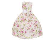 Shanil Inc Little Girls Fuchsia Floral Print Bow Special Occasion Dress 2T