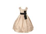 Cinderella Couture Big Girls Champagne Satin Black Sash Sleeveless Dress 10