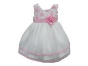 Baby Girls White Pink Floral Bloom Bodice Sash Flower Girl Dress 12M
