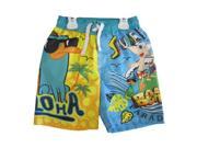 Phineas and Ferb Little Boys Yellow Sky Blue Printed Swim Wear Shorts 4T