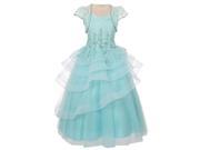 Chic Baby Little Girls Mint Lace Tiered Pageant Flower Girl Dress 6