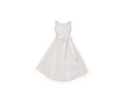 Little Girls White Sash Taffeta Tulle Flower Girl Easter Dress 6